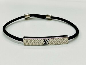 【送料無料/美品】LOUIS VUITTON ルイヴィトン LV ブレスレット ブラスレ シャンゼリゼ M8114 BC4262 レザー×メタル 黒 チャーム バングル