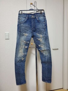 BACKLASH　バックラッシュ　ダメージ加工　デニムパンツ　ストレッチ　リペア　セミサルエル　1893-02C 　M　