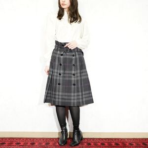 BURBERRY LONDON CHECK PATTERNED BELTED DESIGN WOOL SKIRT/バーバリーロンドンチェック柄ベルテッドデザインウールスカート