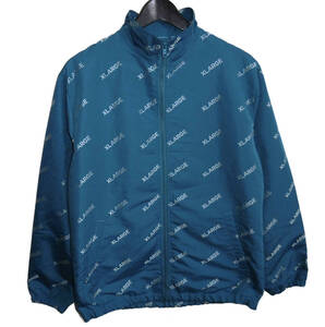 η美品 X-LARGE エクストララージ ALL OVER LOGO TRACK JACKET 総ロゴ オールオーバーロゴ ナイロン トラックジャケット S ターコイズ