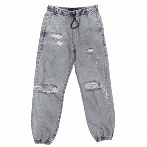 美品 アレキサンダーワン DENIM × ALEXANDER WANG JOGGER JEANS クラッシュ ブラックデニム ジョガー ジーンズ パンツ ウォッシュ加工 XS