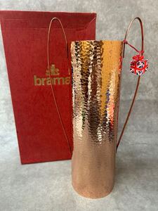 保管品 イギリス レトロ 花瓶 未使用 brama 古い 銅 ブロンズ フラワーベース*銅 槌目 花器 花瓶 イングランド アンティーク 古道具 