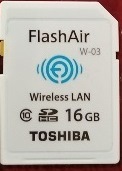 ★初期化済!★東芝 Flash Air 16GB W-03★WiFi内蔵デジカメSDカード★無線LAN搭載WiFi機能付きフラッシュエアー★iPhoneやスマホに写真転送