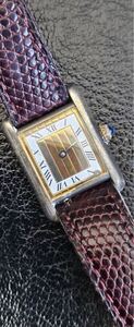 Cartier VERMEIL Tank Quartz ARGENT 925 カルティエ タンク クォーツ ヴェルメイユ スリーカラーゴールド レディース 腕時計 動作品