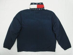 ☆ 90s ビンテージ TOMMY HILFIGER トミーヒルフィガー フラッグ カラー 刺繍 ロゴ ダウン ジャケット sizeS ネイビー ☆古着 オールド