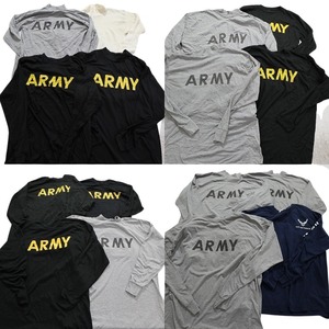 古着卸 まとめ売り ミリタリー 長袖Tシャツ 16枚セット (メンズ Ｍ / /XL /2XL ) ARMY ブラック グレー プリント MW9791 1円スタート