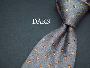 美品【DAKS ダックス】 C1040 グレー ITALY イタリア製 SILK ブランド ネクタイ 古着 良品