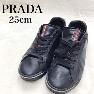 美品 PRADA SPORTS レザー スニーカー プラダ ブラック 黒