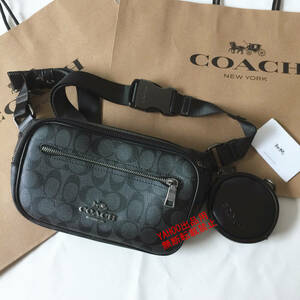 ★COACHバッグ★コーチ CJ506 チャコール×ブラック ボディーバッグ ベルトバッグ ウエストバッグ ショルダーバッグ アウトレット品 新品 