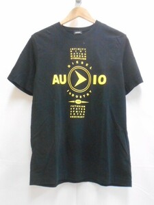 67 送60サ 0918$D13 DIESEL ディーゼル メンズ ロゴプリント半袖Tシャツ カンボジア製 ブラック サイズS 中古品