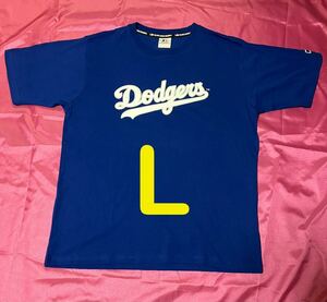 MLB ロサンゼルス ドジャース ブルー （斜ロゴ）半袖Tシャツ メンズ L 