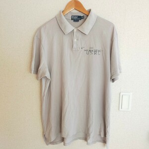 POLO Ralph Lauren ポロ ラルフローレン ポロシャツ 半袖 ミリタリー ステンシル XL グレー