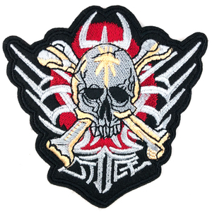 スカルモチーフ パッチ Skull Iron Patch バイカー ワッペン アウトロー 骸骨 髑髏 ドクロ Outlaw Biker