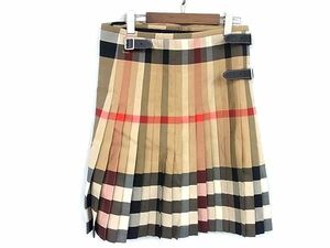 ■新品同様■ BURBERRY バーバリー ノバチェック コットン×ポリエステル スカート ボトムス 洋服 レディース ブラウン系 FB4180