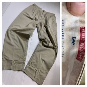 Lee WRINKLE RESISTANT リー　ヴィンテージ USA製　2タック&センタープレス&裾狭テーパード スラックス　チノパンツ 14MED約80～85cm