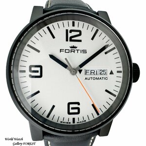 【フォルティス FORTIS☆スペースマチック】623.18.158 自動巻き 中古 メンズ腕時計 ブラックPVD ホワイト文字盤☆Aランク☆