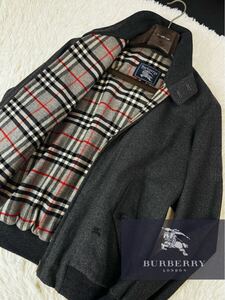 b17 超美品★希少スイングトップ　定価15万●BURBERRY COLLECTION●メルトンウール100% ジップアップコート バーバリーコート メンズ　LL