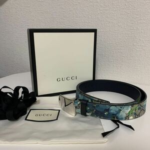 ほぼ未使用品　美品　GUCCI グッチ ブルームス　PVCレザー　ベルト　付属品あり　シルバー金具　546375