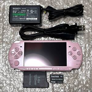 〈美品・画面無傷・動作確認済み・最終型〉PSP-3000 本体 ブロッサムピンク ＋メモリースティック 4GB PlayStation Portable 薄型