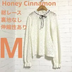 Honey Cinnamonハニーシナモン総レースブラウスM伸縮性ありSi-57