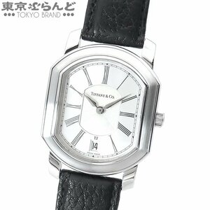 101688336 ティファニー TIFFANY&Co. マーククーペ デイト シルバー SS レザー 腕時計 メンズ クォーツ式 電池交換済 仕上済