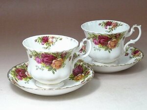 ▲60SK2308▲ROYAL ALBERT ロイヤルアルバート　オールドカントリーローズ　ペアティーカップ＆ソーサー　珈琲　紅茶