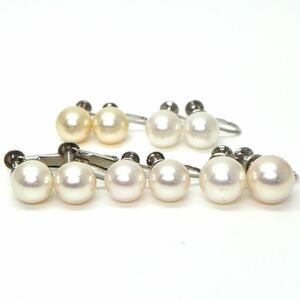 ◆K14 アコヤ本真珠 イヤリング5点おまとめ◆A 10.5g 7.5-8.5mm珠 パール pearl ジュエリー earring pierce jewelry EB8