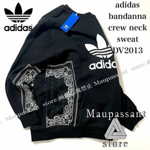 DV2013 L adidas アディダス　BANDANA バンダナ クルーネックスウェット トップス　ブラック　黒　新品 未使用 正規品