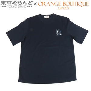 101730486 エルメス HERMES レザーパッチ クルーネック ネイビー コットン S 半袖Ｔシャツ メンズ