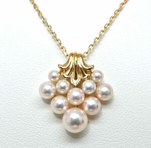 1円〜!!MIKIMOTO(ミキモト)美品!!●K18 アコヤ本真珠ネックレス●N 約4.7g 約40.0cm 約3.0-6.0mm珠 necklace jewelry EC5/EC5 A17