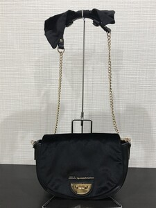 ■【YS-1】 ジルスチュアート チェーン ショルダーバッグ ■ 黒 ブラック系 縦17cm×横24cm ■ JILLSTUART 【東京発 手渡し可能】K■