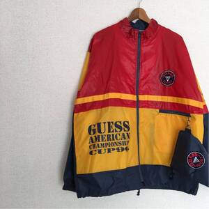 ビンテージ 90s【GUESS】限定 ナイロン ジャケット USA製 ゲス スポーツ 古着 80s オールド ジャンパー アメカジ ヨット トリコ テック