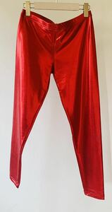 American Apparel アメリカンアパレル　shiny legging lame red 赤　レギングパンツ　L タグ付き未使用