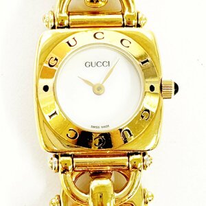 【1円スタート】GUCCI グッチ 6400L GP ホワイト文字盤 クオーツ レディース腕時計 ジャンク 313805