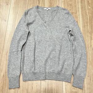 ★送料360円★カシミア100% UNIQLO ユニクロ カシミヤ ニット セーター 長袖 サイズM Vネック レディース グレー R-5198