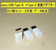 【micro USB Type-B⇒Type-C変換アダプター】白３個◆充電転送