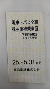 東急電鉄株主優待乗車証　2枚　2025年5/31日まで　東京急行　東急