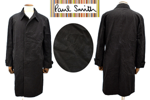 A-4759★Paul Smith LONDON ポールスミス ロンドン★日本製 コットン 綿 ブラック黒色 比翼フライフロント ステンカラー コート Ｌ 