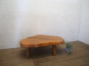 タ荷Q0151◆最大W101cm×D75cm◆厚み6,5cm◆分厚い一枚板の古い木製ローテーブル◆欅 けやき 座卓 ちゃぶ台 レトロ アンティークM(ヤC)笹4