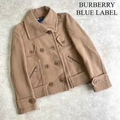 BURBERRY BLUE LABEL ウール×ナイロン 裏地チェック Pコート