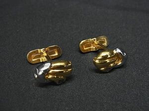 ■美品■ GIVENCHY ジバンシィ カフス カフリンクス アクセサリー ビジネス 紳士 メンズ ゴールド系×シルバー系 DF2913