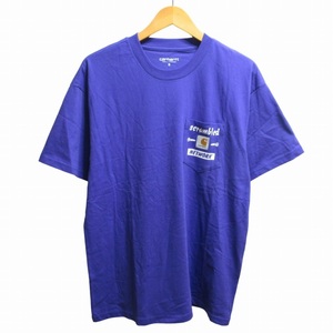 未使用品 カーハート carhartt タグ付き SCRAMBLE POCKET T-SHIRT プリントTシャツ カットソー ロゴ I029983 半袖 Sサイズ 紫 IBO52