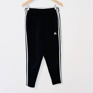 f741ii　adidas（アディダス）　サイズXL　ジャージ　ライン　ロゴ　パンツ　ズボン　ブラック×ホワイト　ウエストゴム