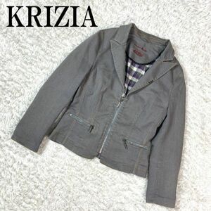 KRIZIA クリツィア デニムジャケット グレー コットン トリビニル レーヨン ウール アセテート 42 B1965