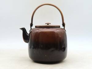 K6516 銅瓶 急須 湯沸かし 銅製 銅器 金属工芸 時代物 古美術 茶道具 茶注 茶器 煎茶道具 KS05