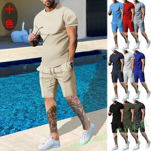 新品ジャージ メンズ 上下 夏 セットアップ 上下セット スウェット 半袖Tシャツ ショットパンツ 夏服オシャレ 部屋着 運動着 LG350