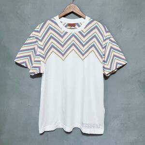 MISSONI ミッソーニ 2023/SS CREW-NECK COTTON WITH ZIGZAG PRINT Tshirt ジグザグ プリント メンズ クルーネック Tシャツ size.S ホワイト