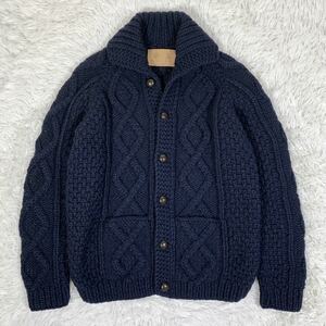 【SOPHNET × CANADIAN SWEATER 】ニット カーディガン カウチンセーター ケーブル ウール ネイビー size L　ソフ×カナディアンセーター