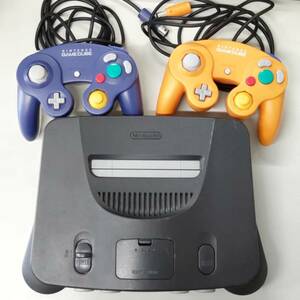 任天堂　ニンテンドー　NINTENDO 64 NUS-001 ゲーム機　本体 コントローラ２個 アダプタ無　動作未確認　中古　現状品　ジャンク