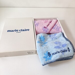 marie claire マリクレール ハンドタオル ブルー ピンク 2枚セット 未使用品 箱無し [タオルハンカチ]